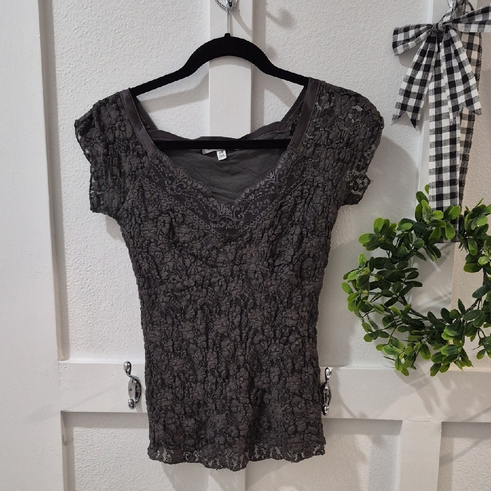 CAbi Women's Lace Blouse - Dark Gray